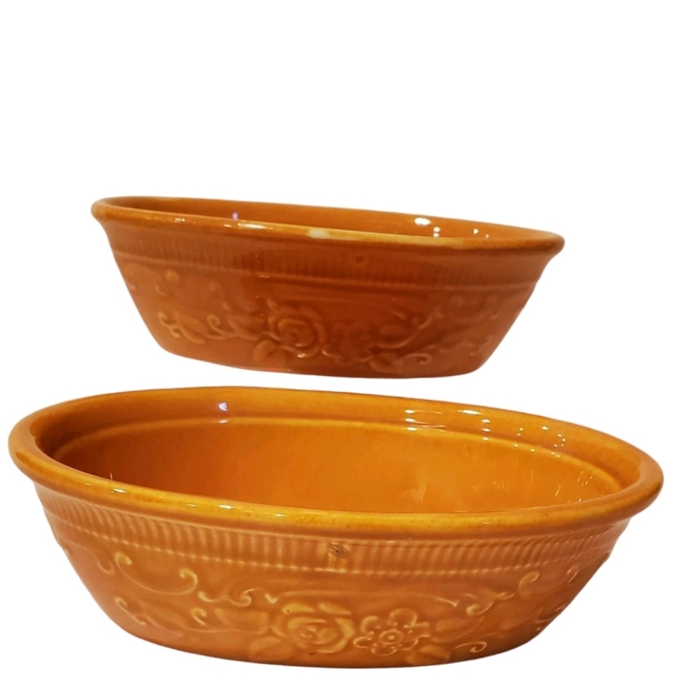 Homer Laughlin Ovenware Orange Oval Serving Dish Lot READ